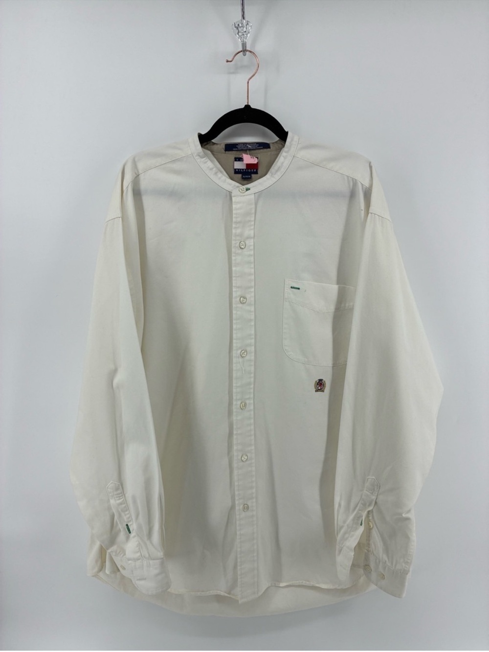 Tommy Hilfiger Off-White Grandad Collar Button-Up Shirt
